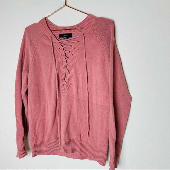 EUC Forever 21 Pink Criss-cross Sweater Top Small - Picture 2 of 5